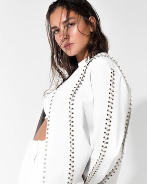 Chrome Leather Jacket White