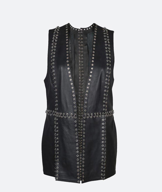 Chrome Leather Vest Black