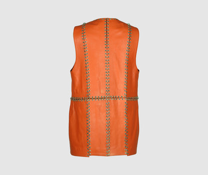 Chrome Leather Vest Orange