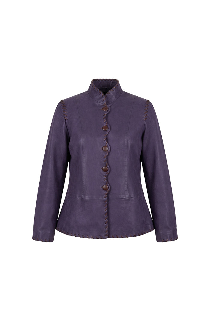 Audrey Leather Jacket Plum Purple