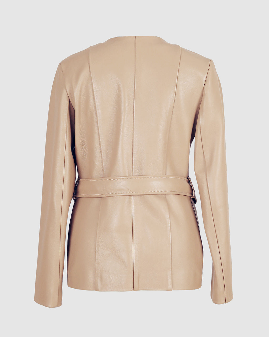 Cordelia Leather Blazer Nude Beige