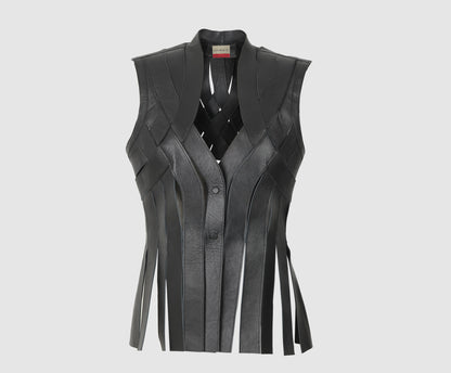 Brianna Leather Vest Black