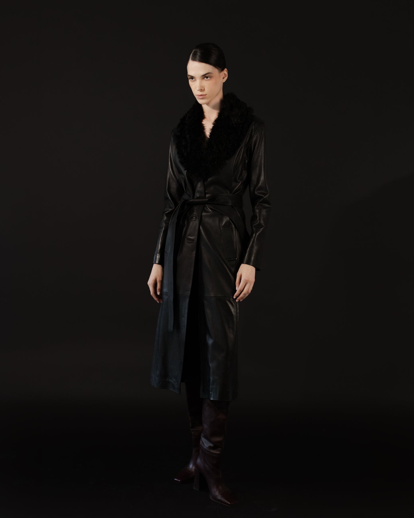 Dominic Leather Coat Black