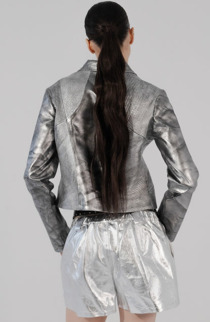Ausborn II Leather Jacket Washed Silver