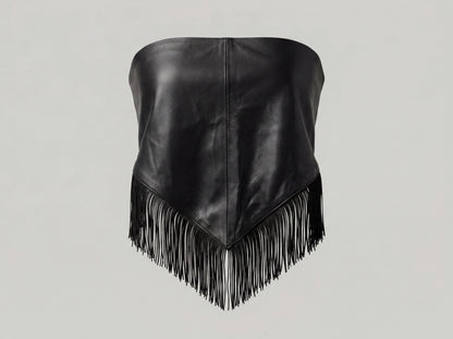 Fringes Leather Bandana Black