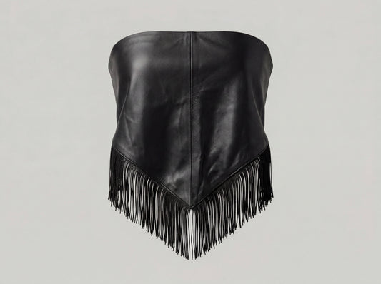 Fringes Leather Bandana Black