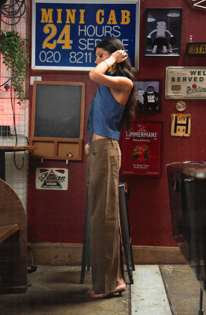Double A x LJ Lapis Blue Suede Top