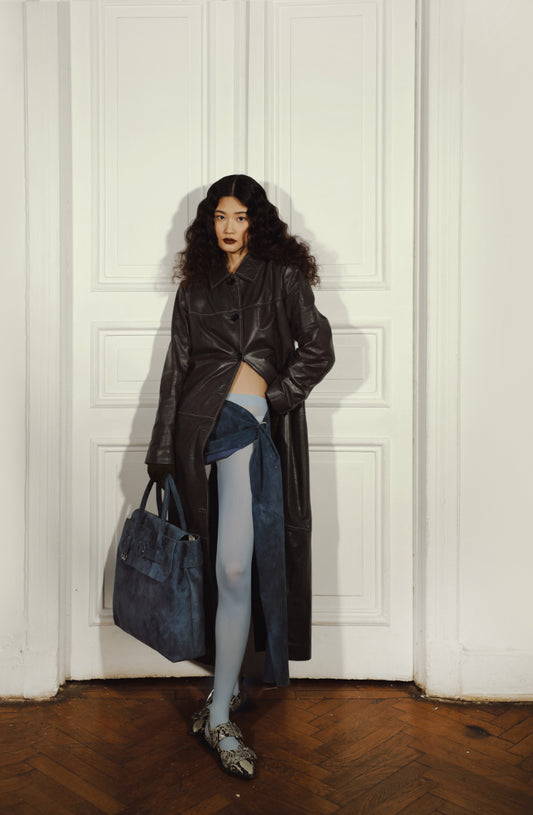 Gemma Leather Coat Pewter