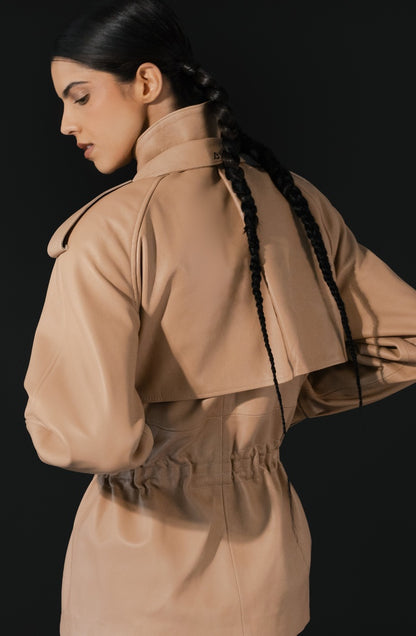 Gavin Leather Jacket Nude Beige