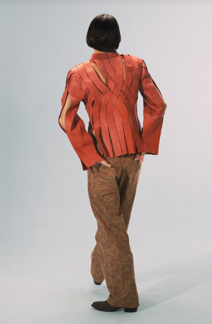 Brianna Leather Jacket Orange