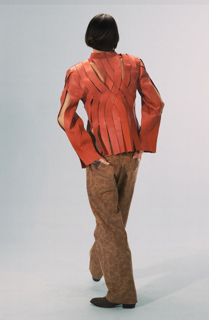 Brianna Leather Jacket Orange