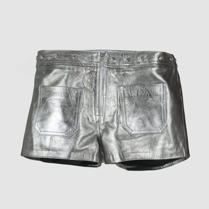 Sterling Leather Shorts Washed Silver
