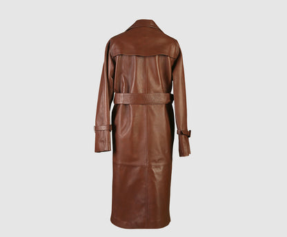 Dahlia Leather Coat Camel