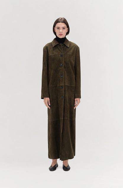 Gemma Suede Coat Olive