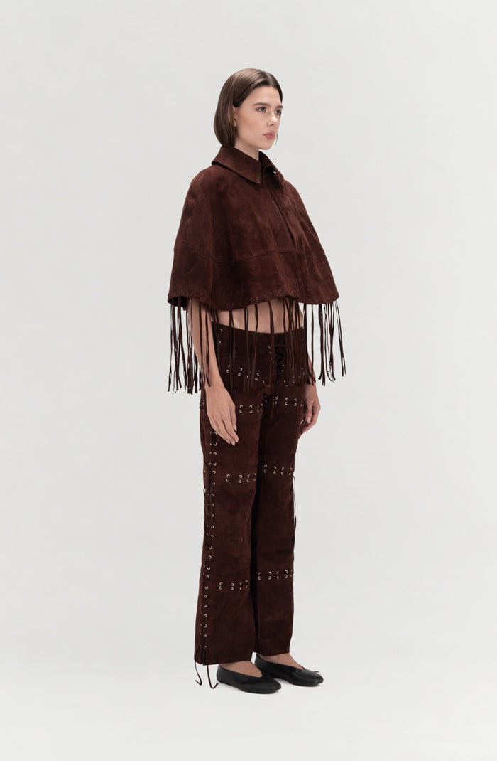 Ella Suede Cape Brown