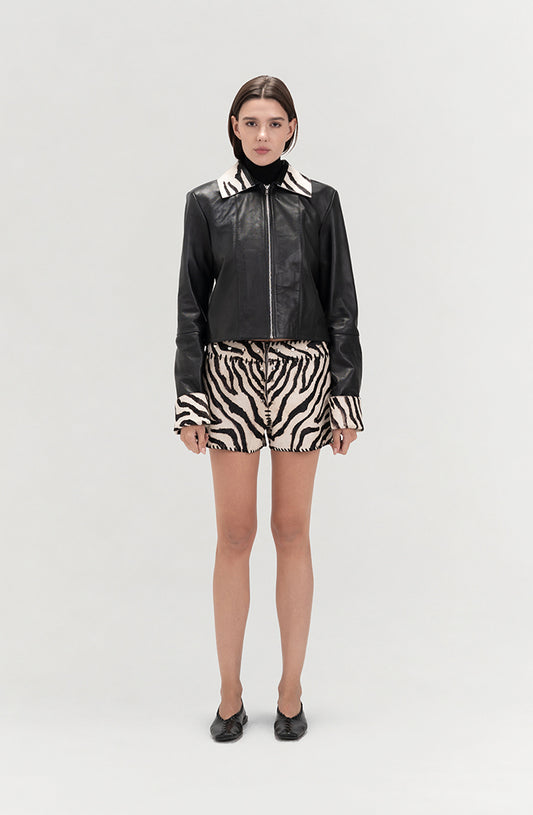 Harper II Leather Jacket Black x Zebra - Limited edition