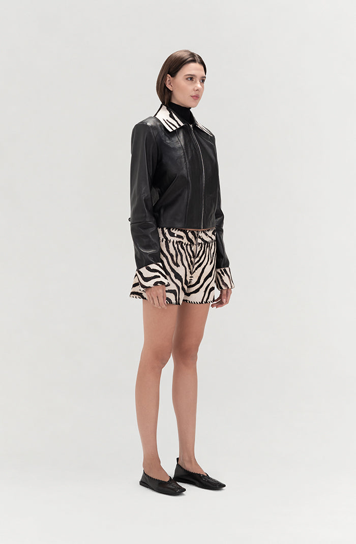Harper II Leather Jacket Black x Zebra - Limited edition