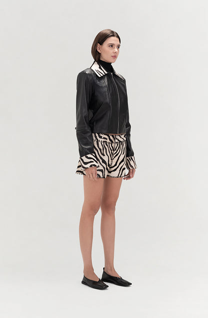 Harper II Leather Jacket Black x Zebra - Limited edition