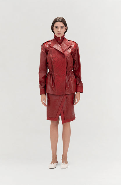 Gavin Leather Jacket Ostrich Red – Limited Edition