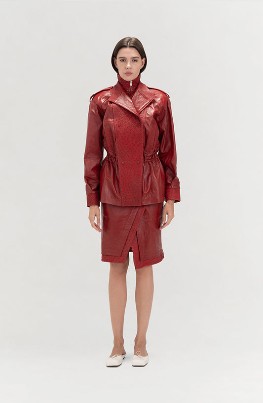Gavin Leather Jacket Ostrich Red – Limited Edition