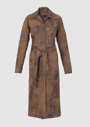 Zinnia Leather Coat Washed Brown