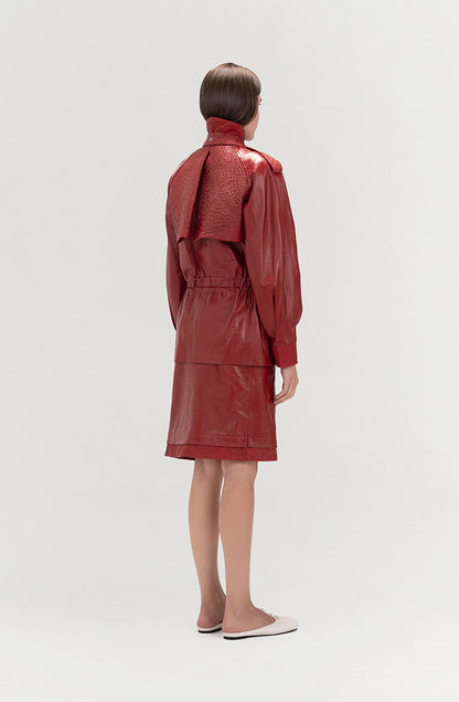 Aspen Leather Skirt Red x Red Ostrich - Limited Edition
