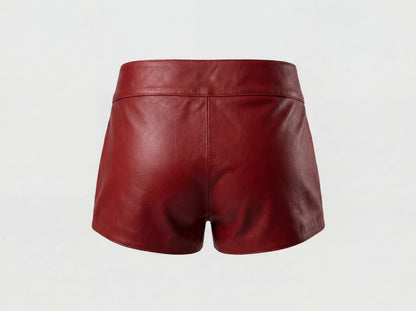 Sterling Leather Belted Shorts Red