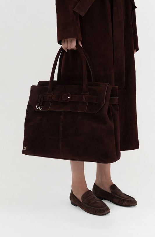 Eloura Oversized Suede Bag Brown