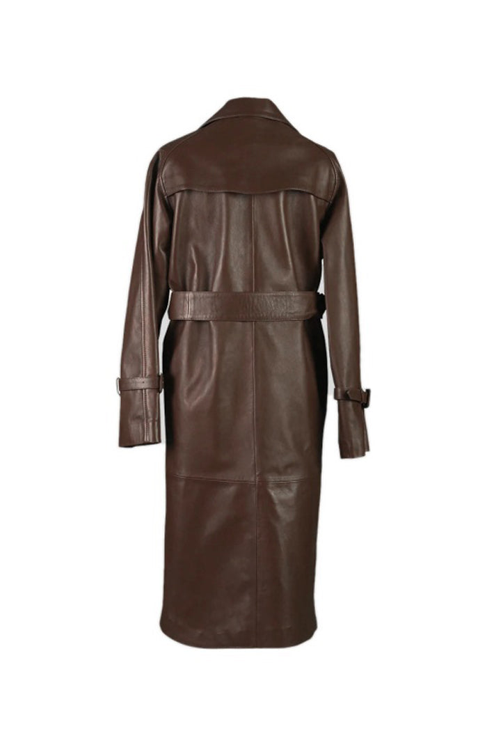 Dahlia Leather Coat Brown