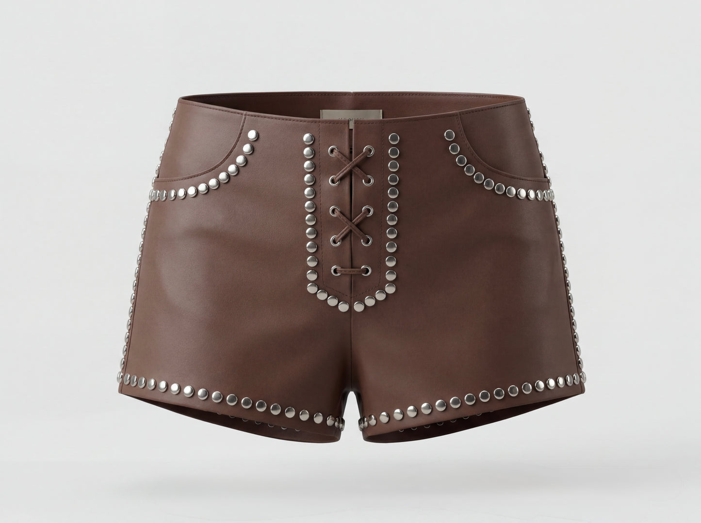 Double A x LJ Hedj Brown Leather Shorts