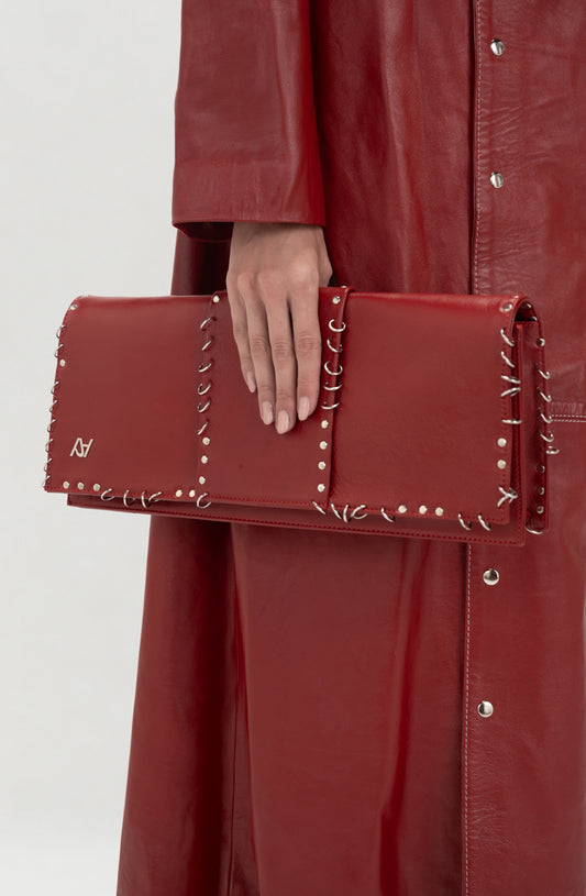 Annabelle II Leather Clutch Red