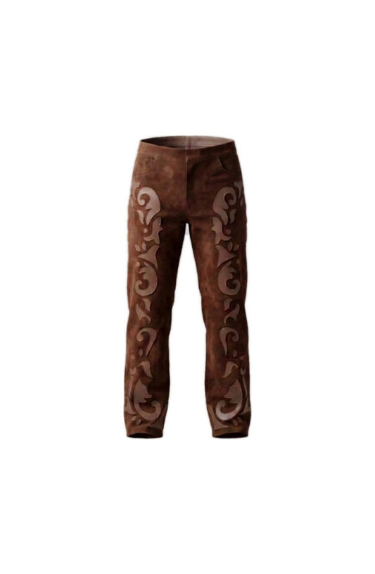 Double A x LJ Patchwork Brown Suede Pants