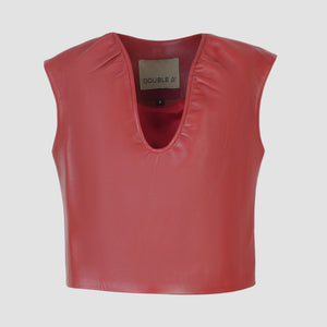 Fiona Leather Top Red