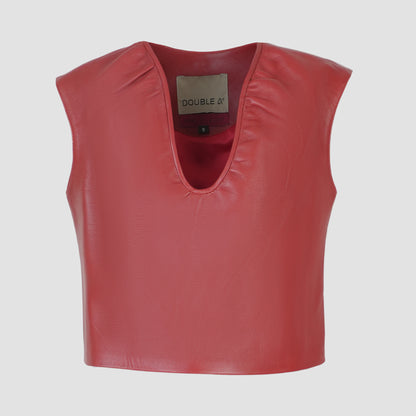 Fiona Leather Top Red