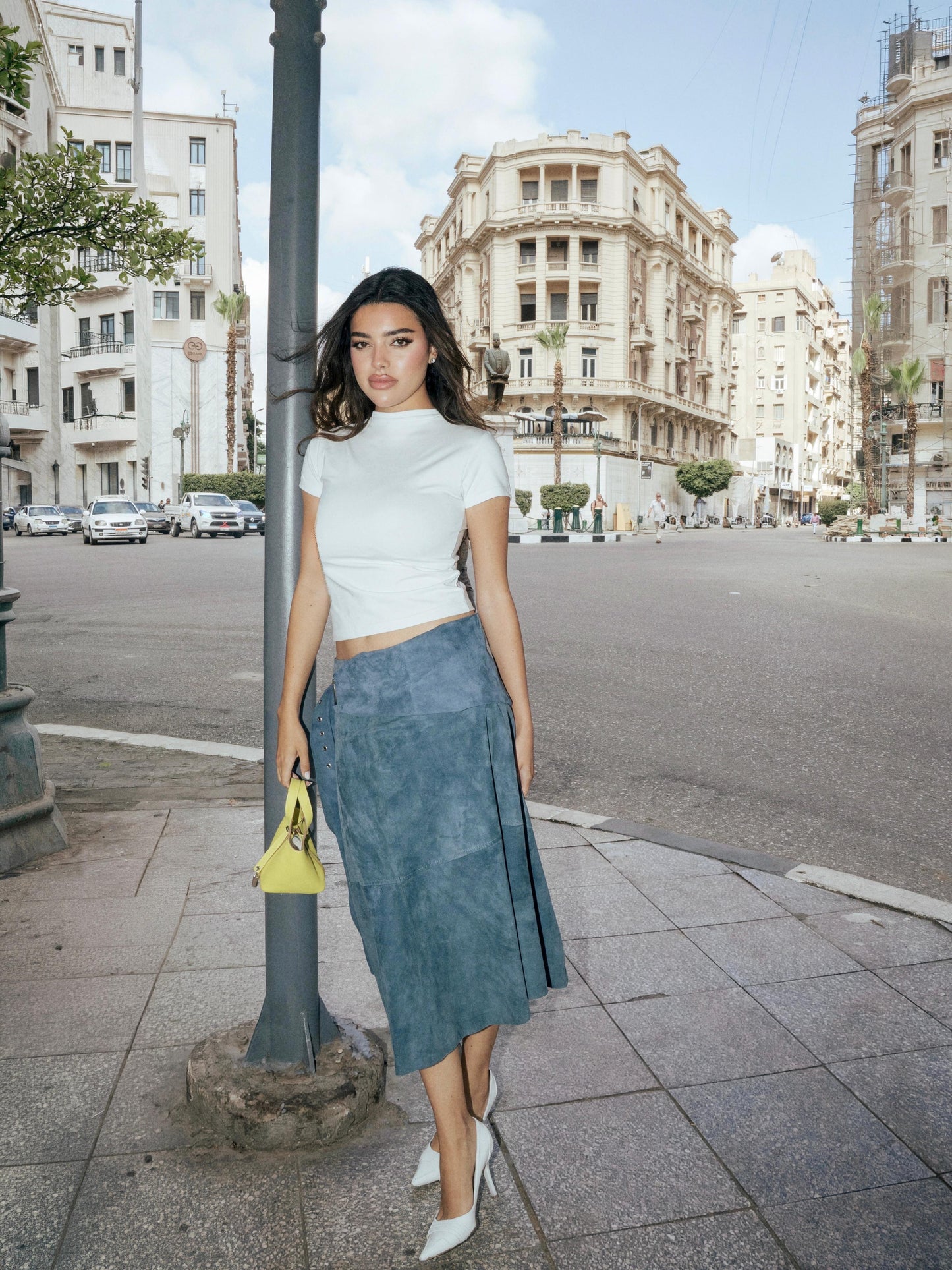 Isabelle Suede Skirt Blue