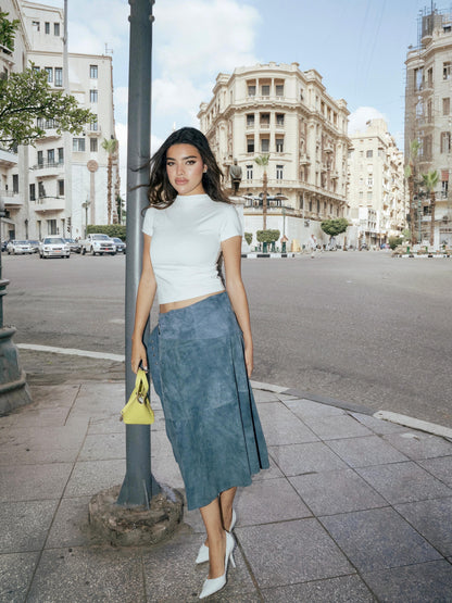 Isabelle Suede Skirt Blue