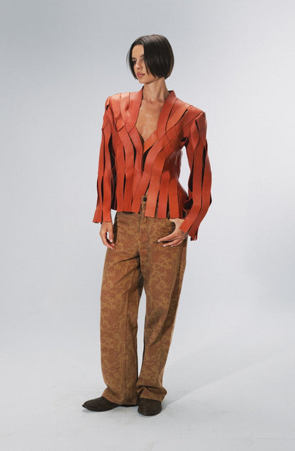 Brianna Leather Jacket Orange