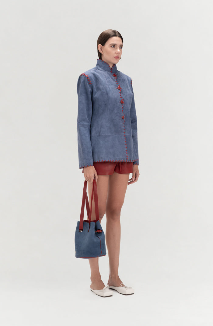 Audrey Suede Jacket Blue