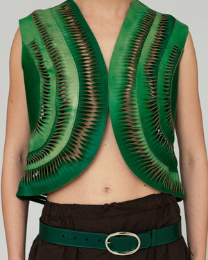 Kiara Leather Vest Green Ombre
