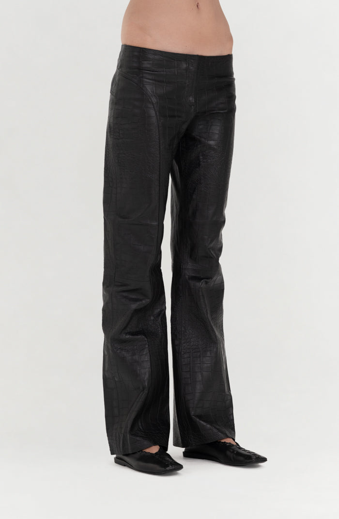 Isaac Leather Pants Black Croc