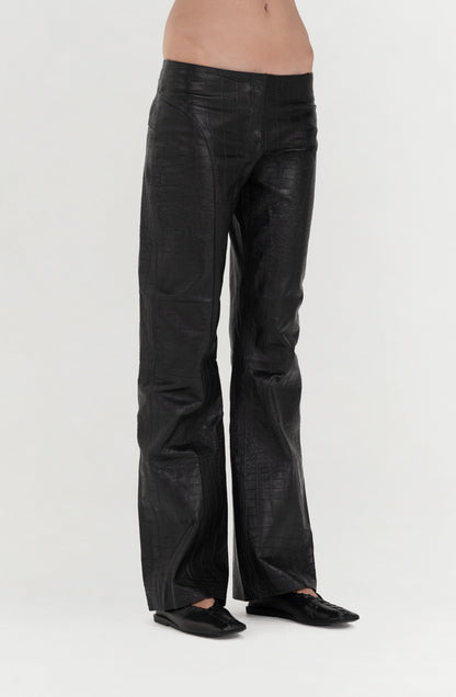 Isaac Leather Pants Black Croc