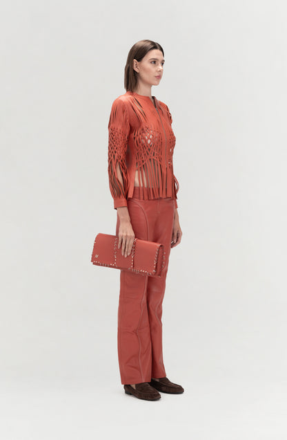 Attalea Leather Jacket Orange