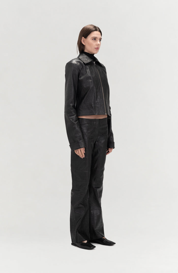 Isaac Leather Pants Black Croc