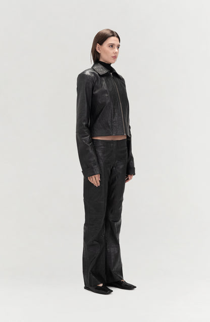 Isaac Leather Pants Black Croc