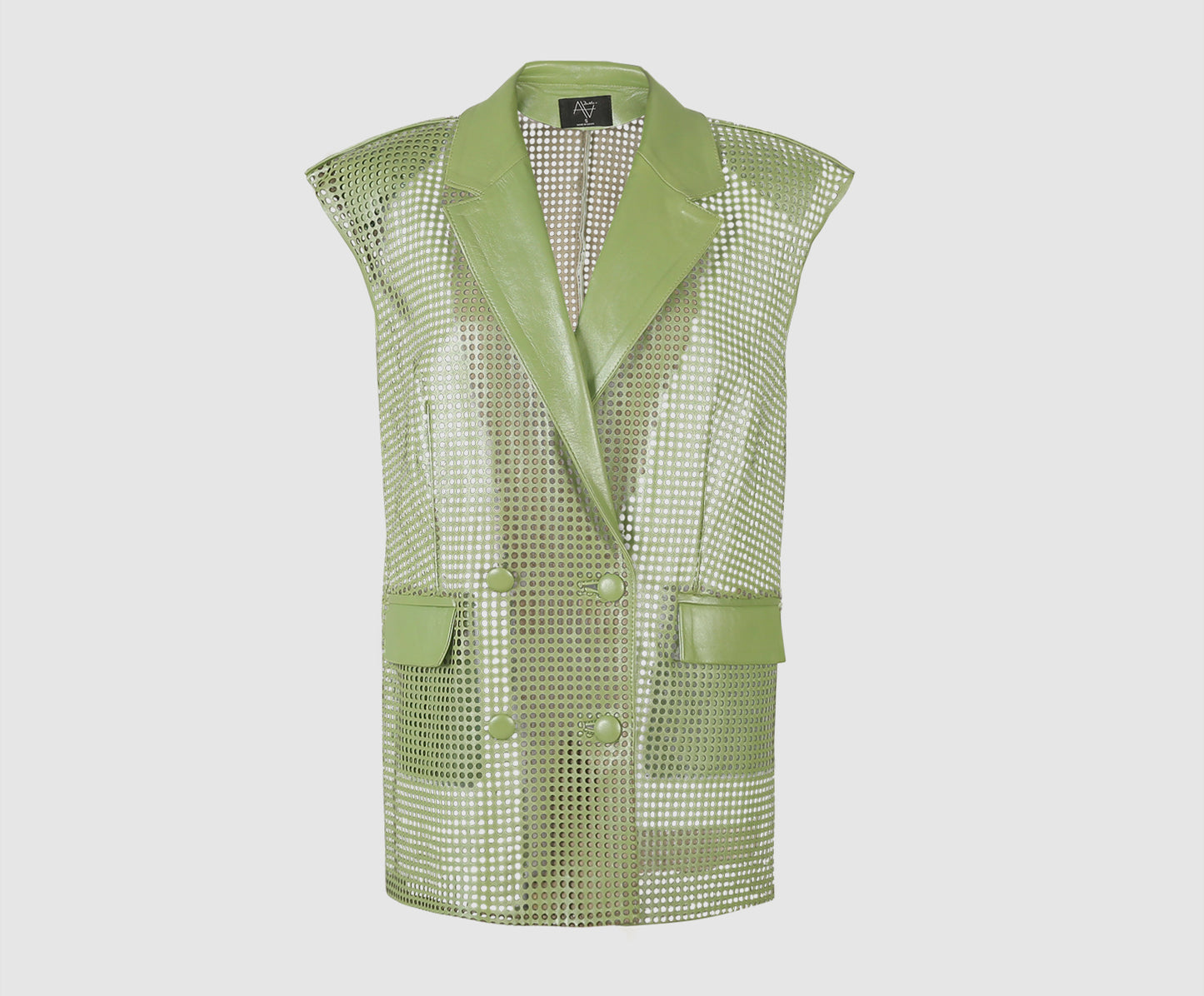 Ebony Leather Blazer Vest Electric Lime Green