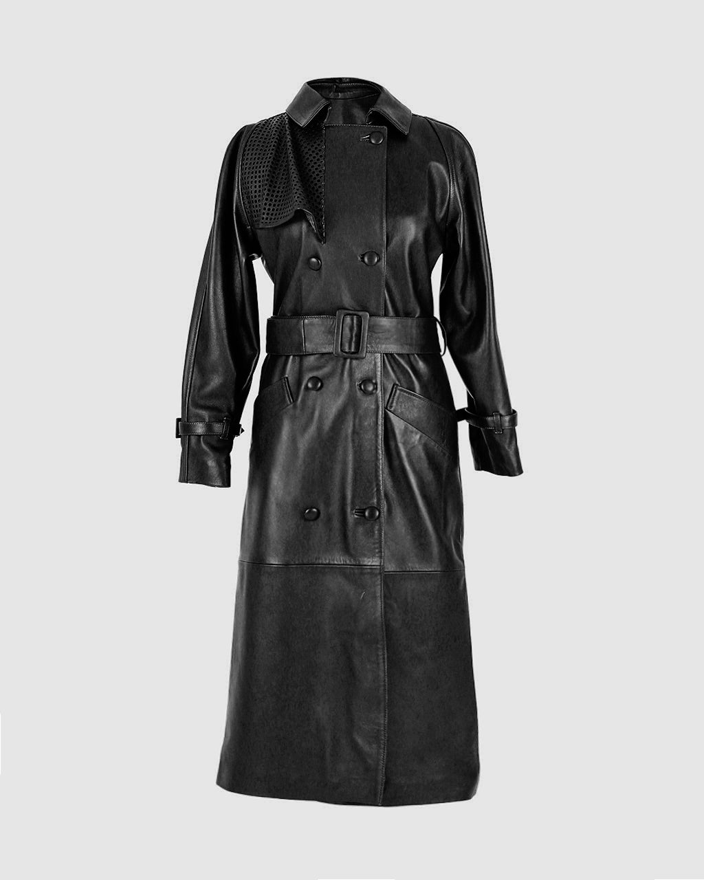 Ebony Leather Coat Black
