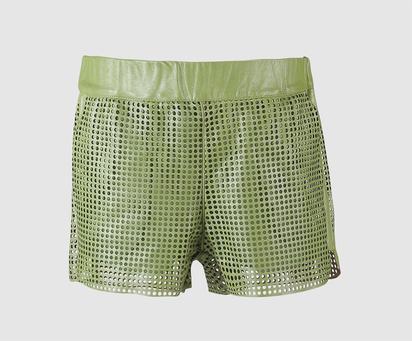 Ebony Leather Shorts Electric Lime Green