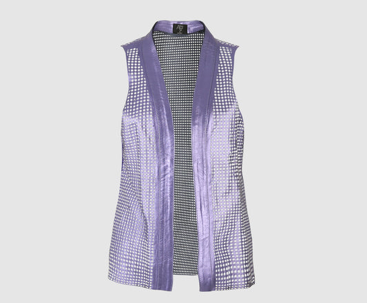 Ebony Leather Vest Electric Purple