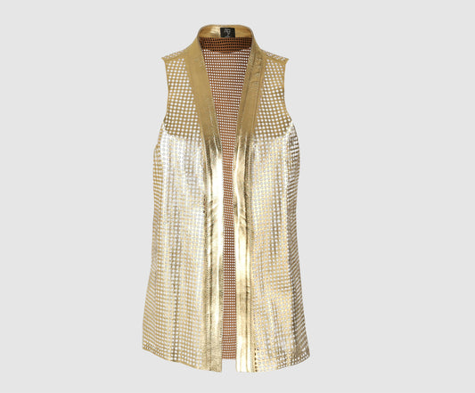 Ebony Leather Vest Gold