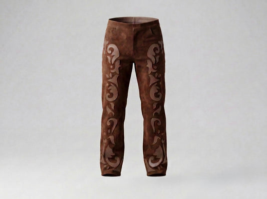 Double A x LJ Patchwork Brown Suede Pants